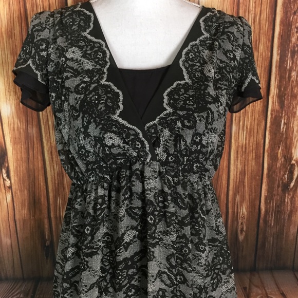 Olivia Lauren Gray Black Lace Flutter Sleeve Dress - Picture 3 of 5
